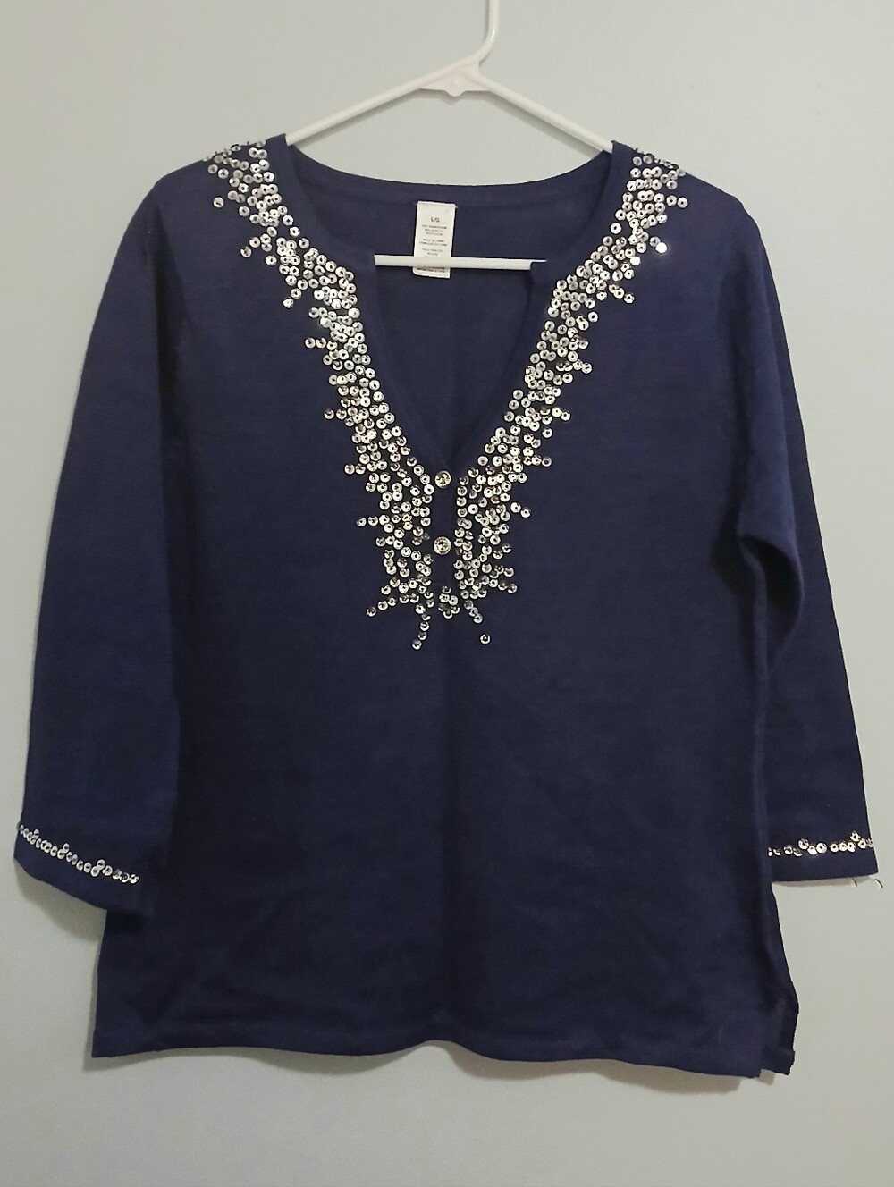 Unbranded Purple V-Neck Sequin Tunic